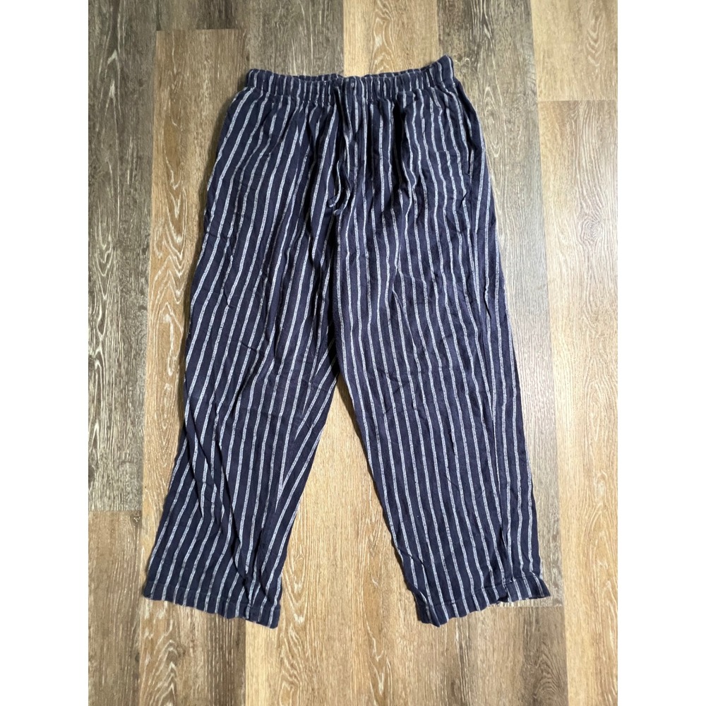 Joe Boxer Pajama Pants Mens Large Navy Blue White Striped Cotton Loungewear